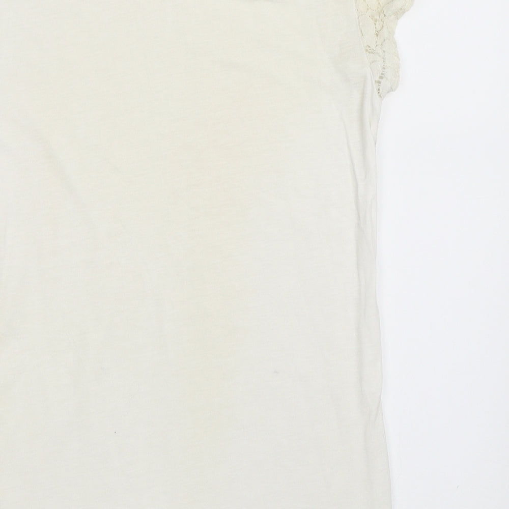 Dorothy Perkins Womens Ivory Basic T-Shirt Size 6