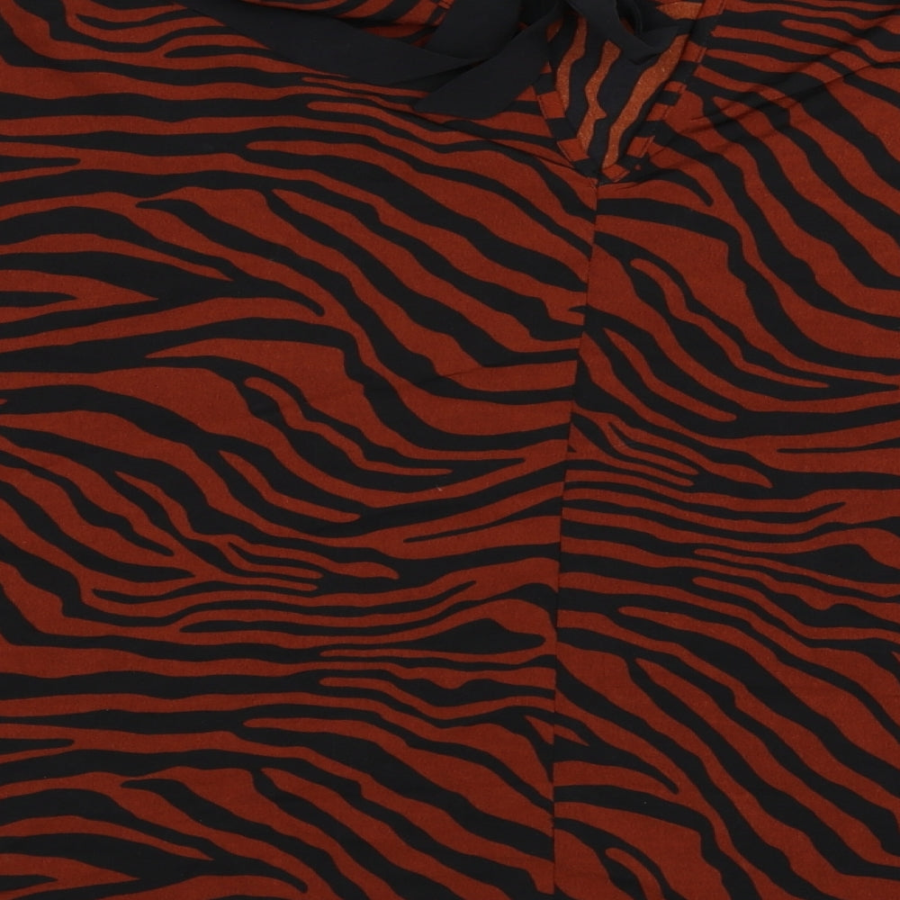 Primark Womens Orange Animal Print Basic Blouse Size 12
