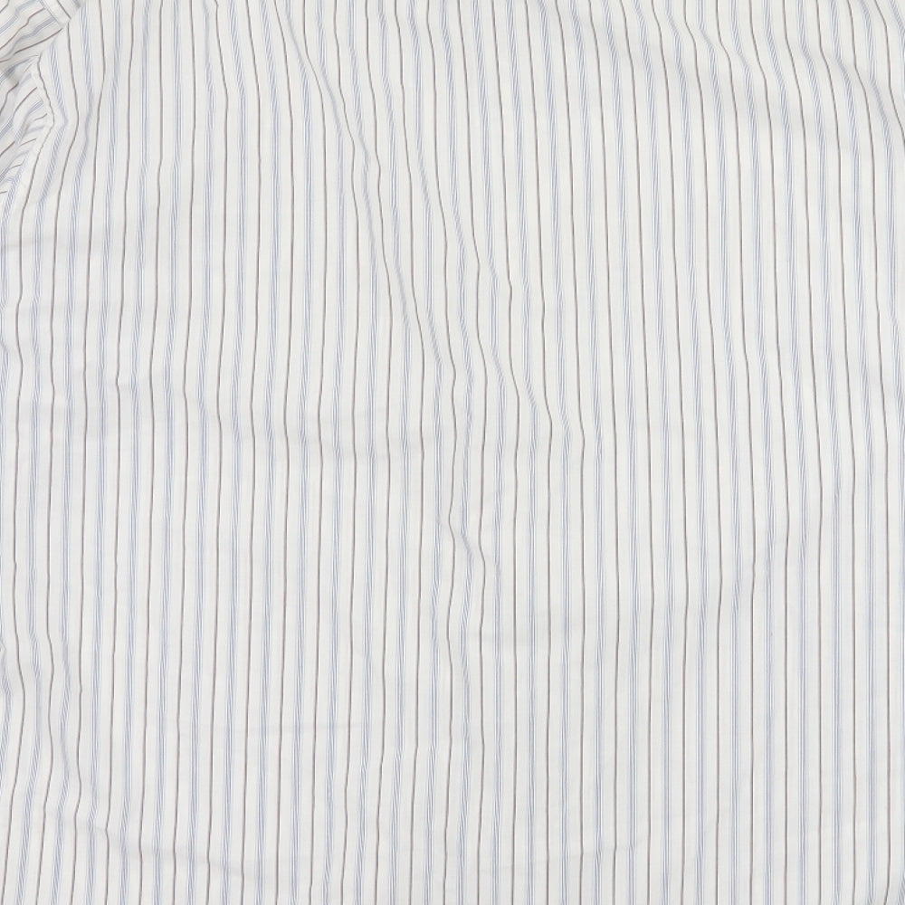 Marks and Spencer Mens White Striped Button-Up Size 16