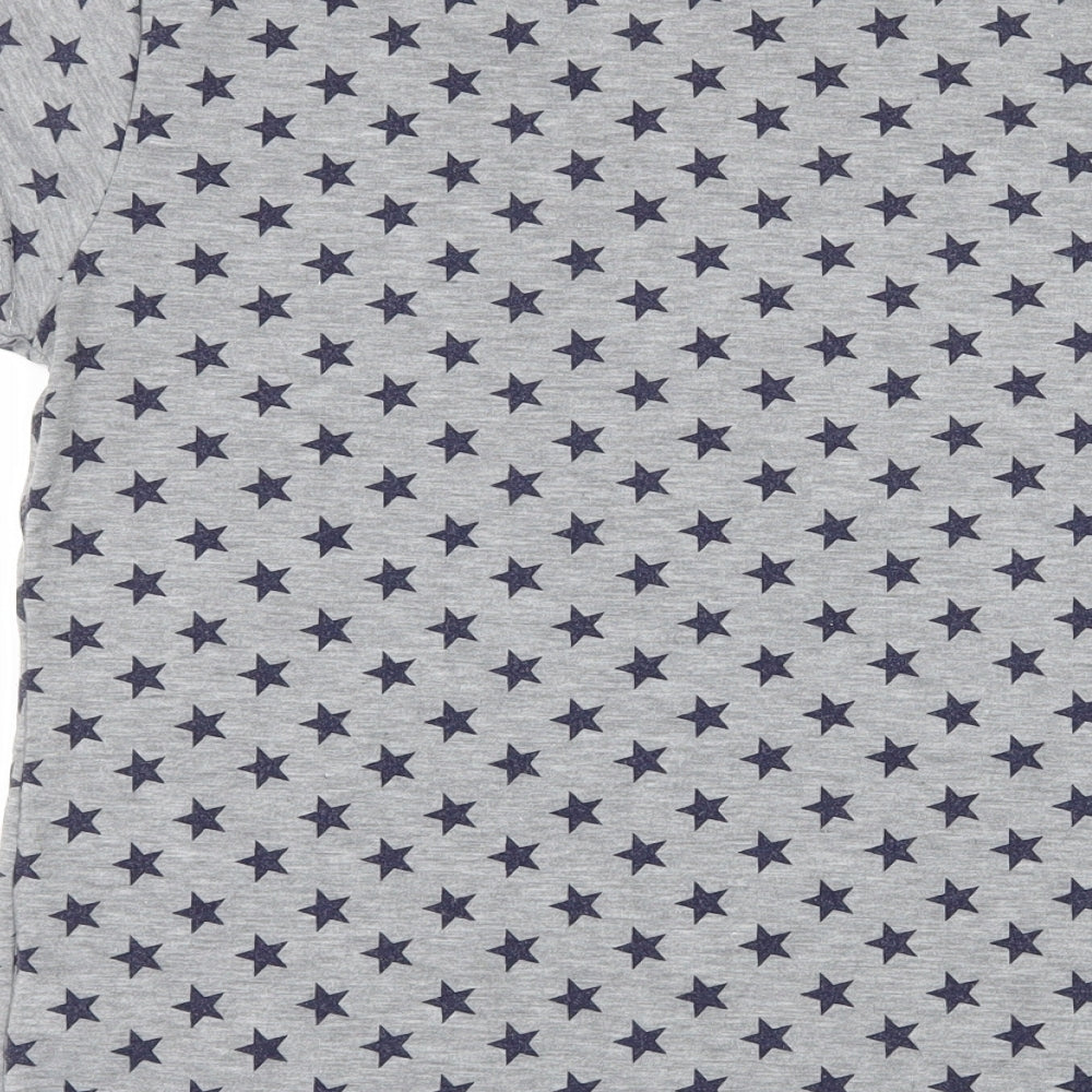 Luna Loves Womens Grey Geometric Jersey Basic T-Shirt Size S - Stars