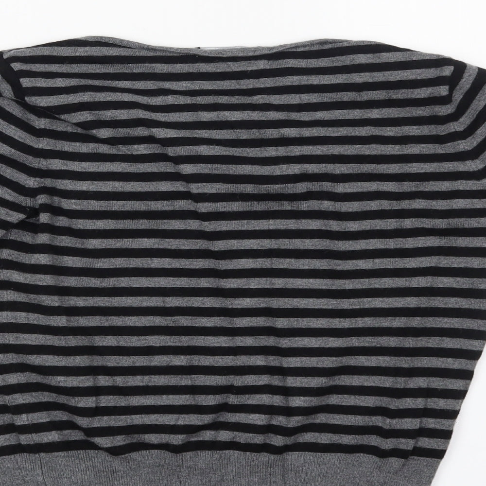 Debenhams Womens Grey Striped Pullover Jumper Size 12