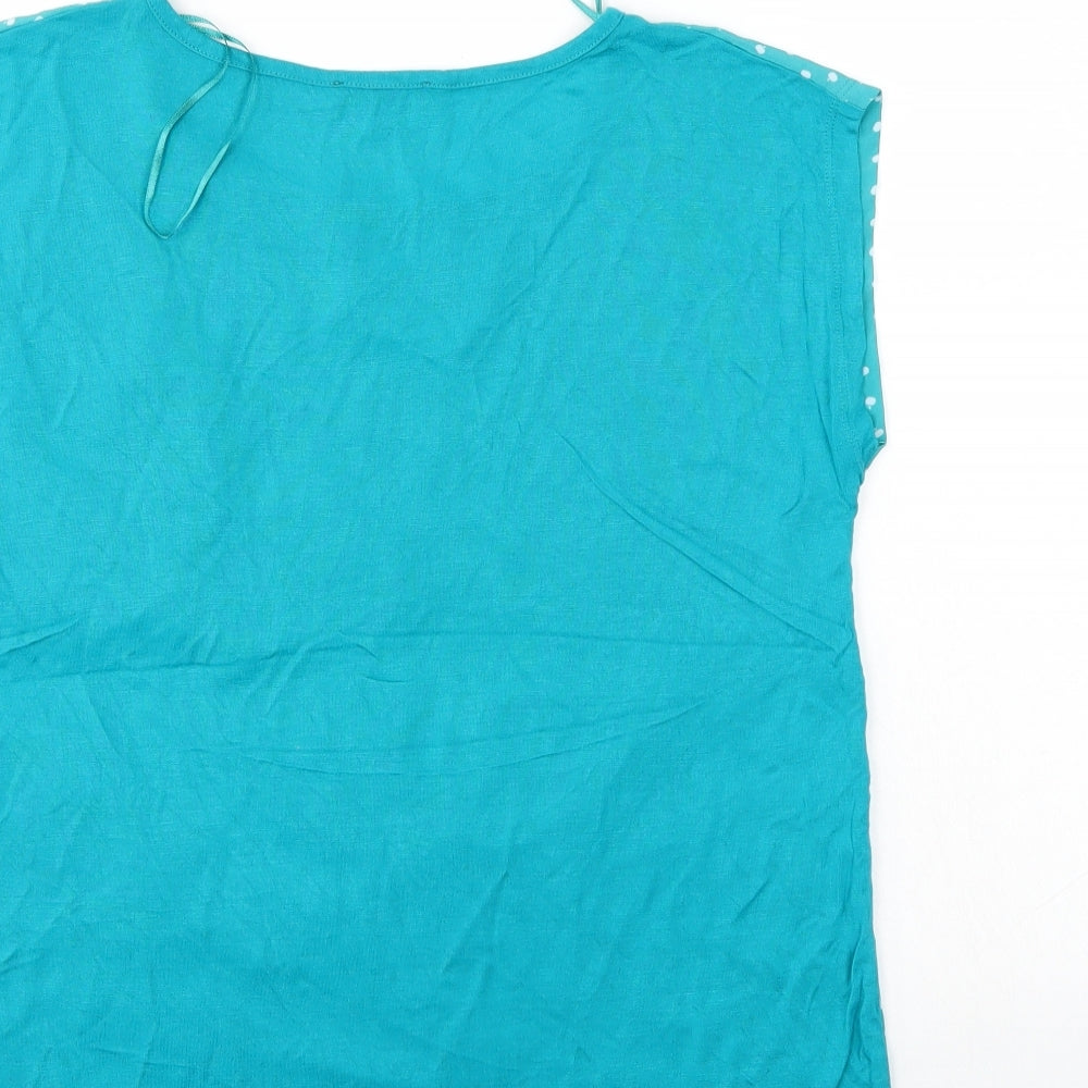 Papaya Womens Blue Polka Dot Basic Blouse Size 12