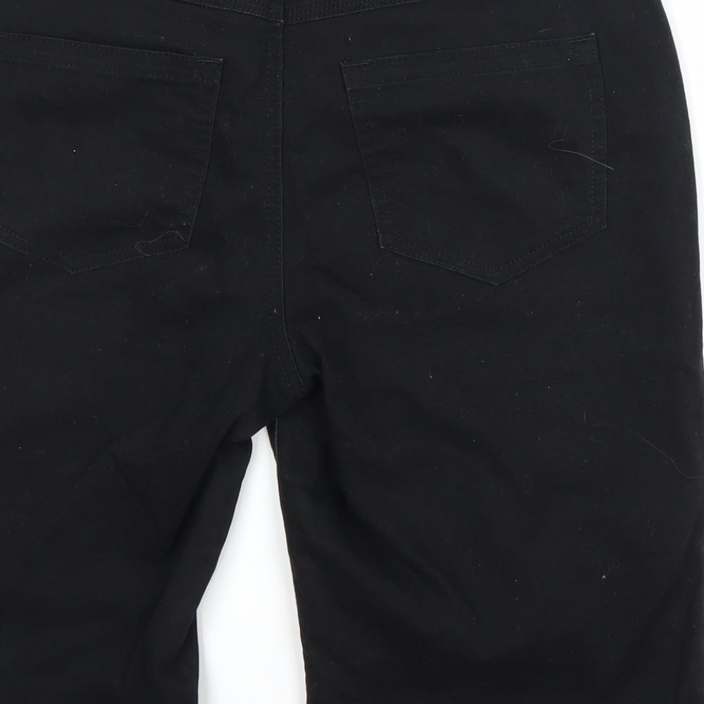 B.You Womens Black Denim Chino Shorts Size 12 - Distressed