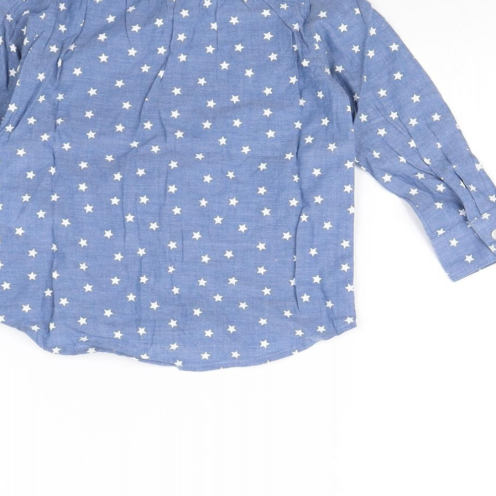 H&M Girls Blue Spotted Basic Button-Up Size 2 Years