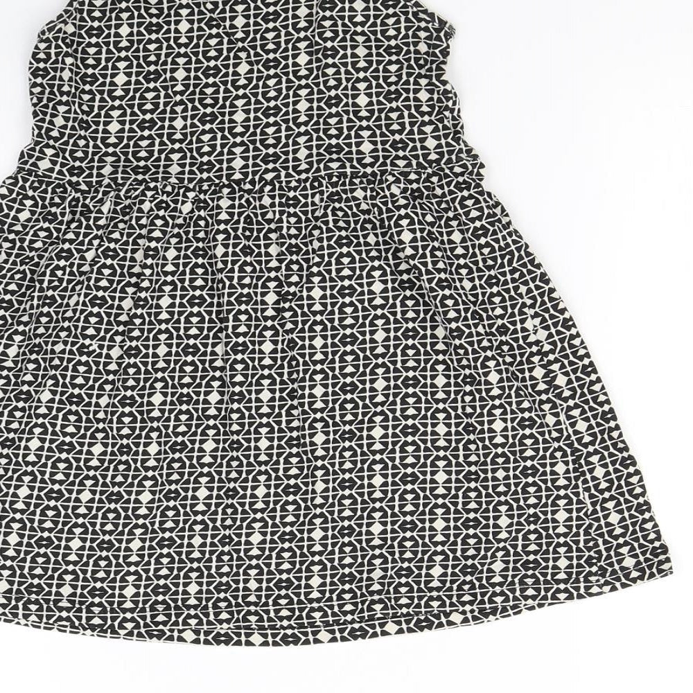 H&M Girls Black Geometric Fit & Flare Size 2 Years