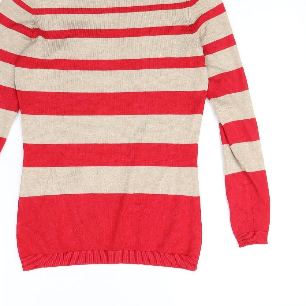 M&Co Womens Beige Striped Pullover Jumper Size 8