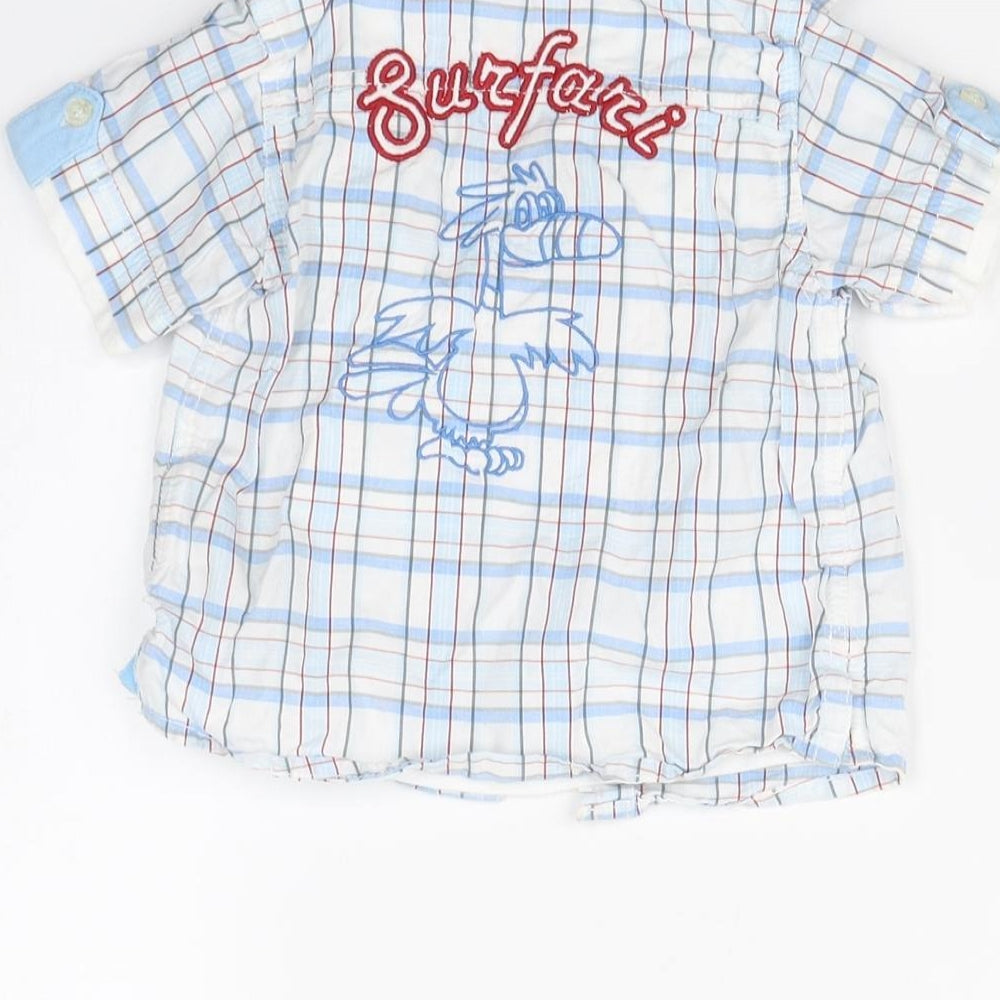SURFARI Boys Blue Check Pullover Jumper Size 6-9 Months