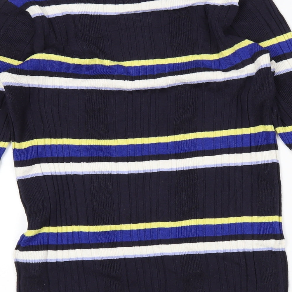 Marks & Spencer Womens Black Striped Pullover Jumper Size 12