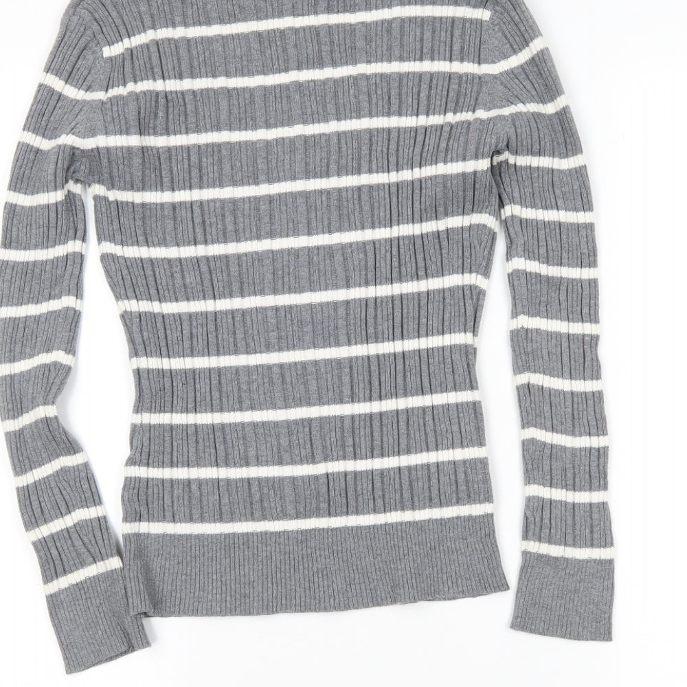 Yessica Womens Grey Striped Tunic Jumper Size L