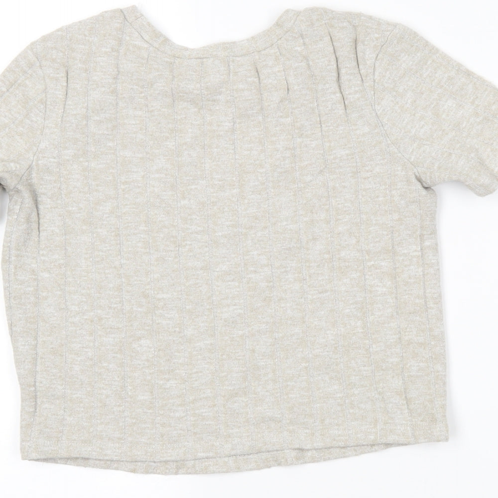 Zara Womens Beige Cropped Polo Size S