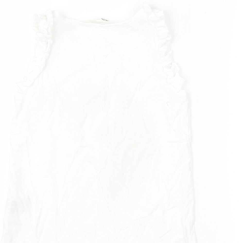 H&M Girls White Basic T-Shirt Size 7-8 Years - unicorn