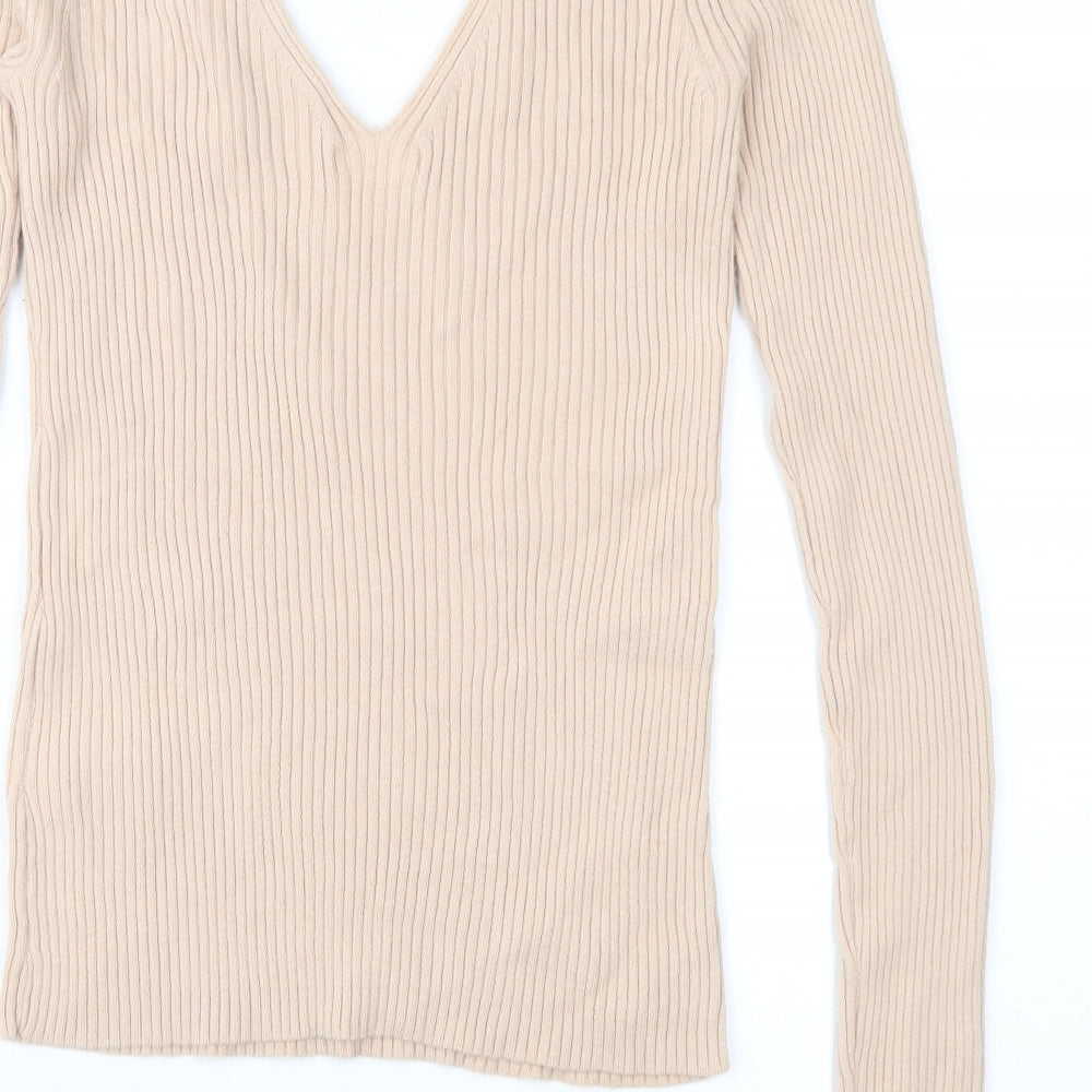 H&M Womens Beige Knit Pullover Jumper Size M