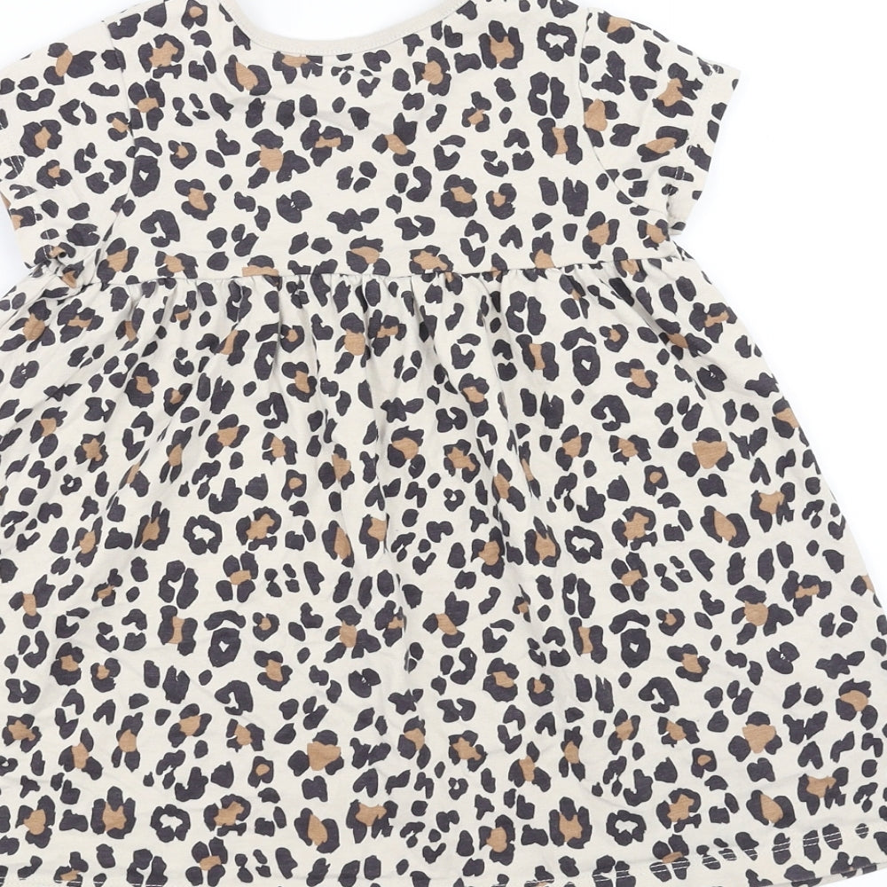 George Girls Beige Animal Print T-Shirt Dress Size 18-24 Months