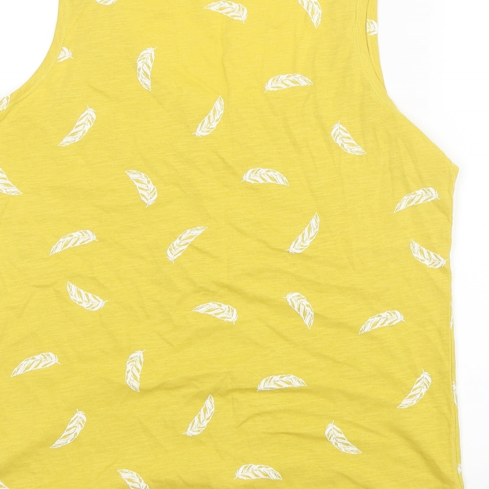Principles Womens Yellow Basic Tank Size 12 - Feather Print