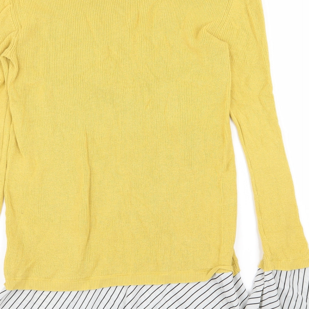 NEXT Womens Yellow Striped Basic T-Shirt Size 10