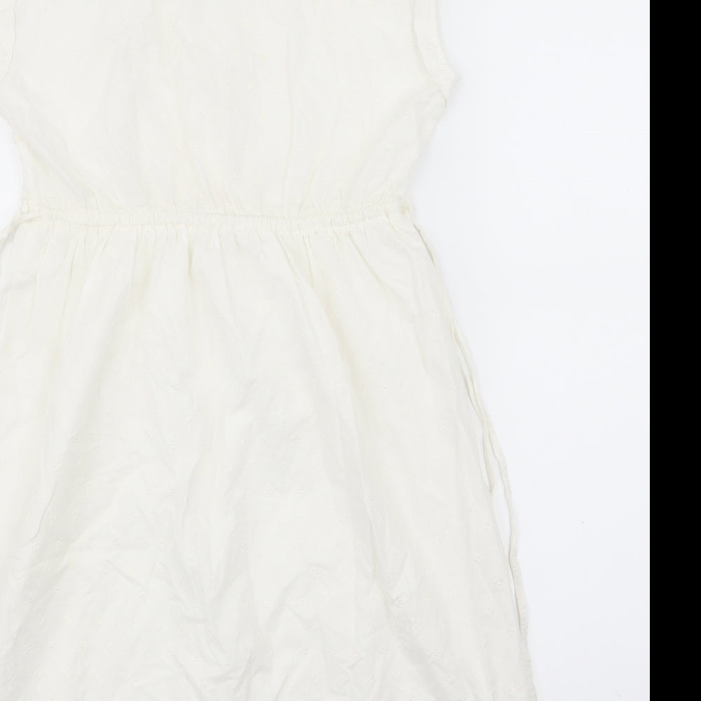 H&M Womens White Floral Fit & Flare Size 8