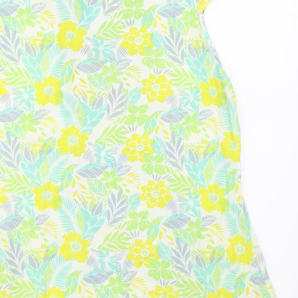 Peacocks Womens Green Floral Basic T-Shirt Size 8