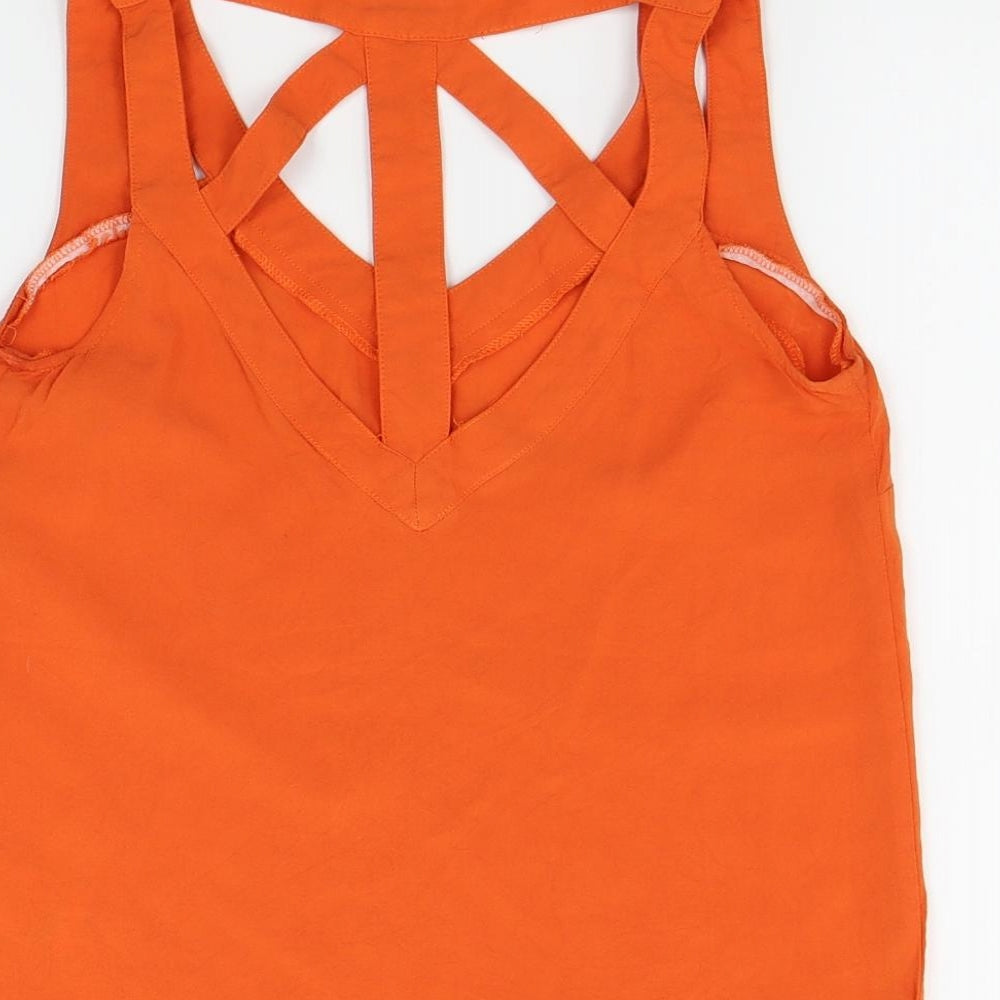 Warehouse Womens Orange Basic T-Shirt Size 8