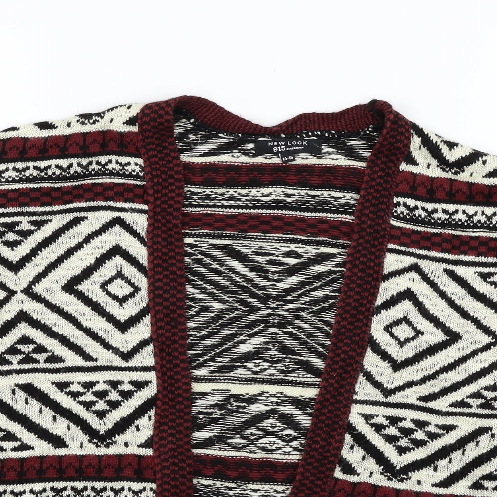 New Look Girls Beige Geometric Cardigan Jumper Size 14 Years