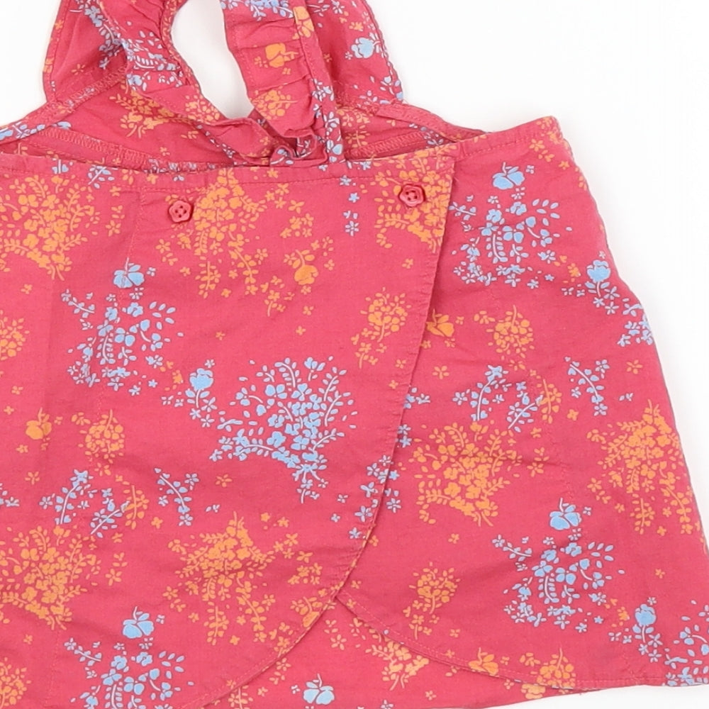 Marks & Spencer Girls Pink Floral Basic Blouse Size 12-18 Months - Frill straps