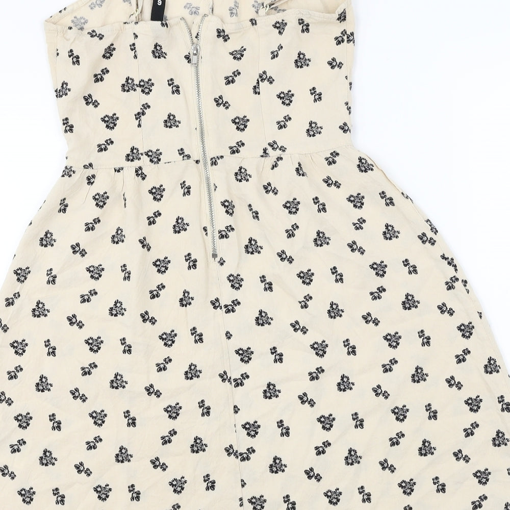 H&M Womens Beige Floral A-Line Size S