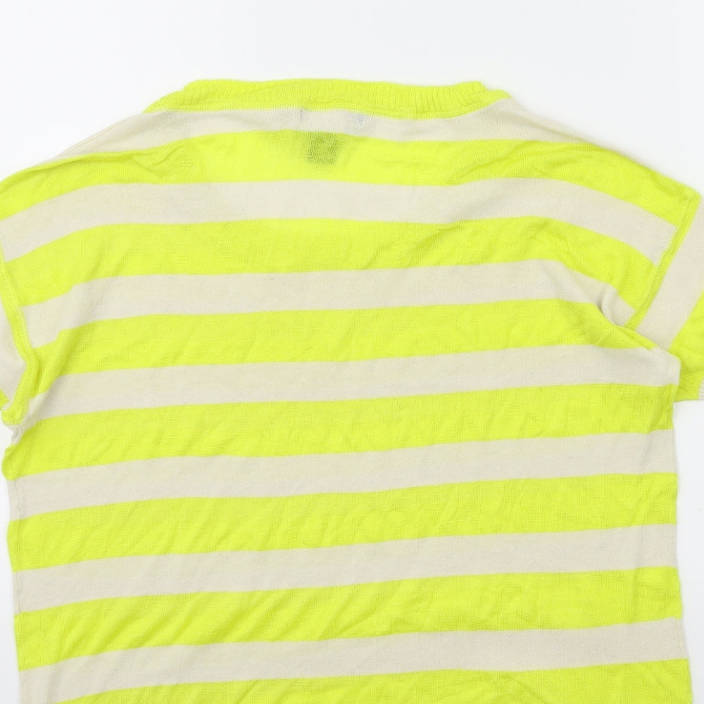 Mango Womens Yellow Striped Knit Pullover Jumper Size S