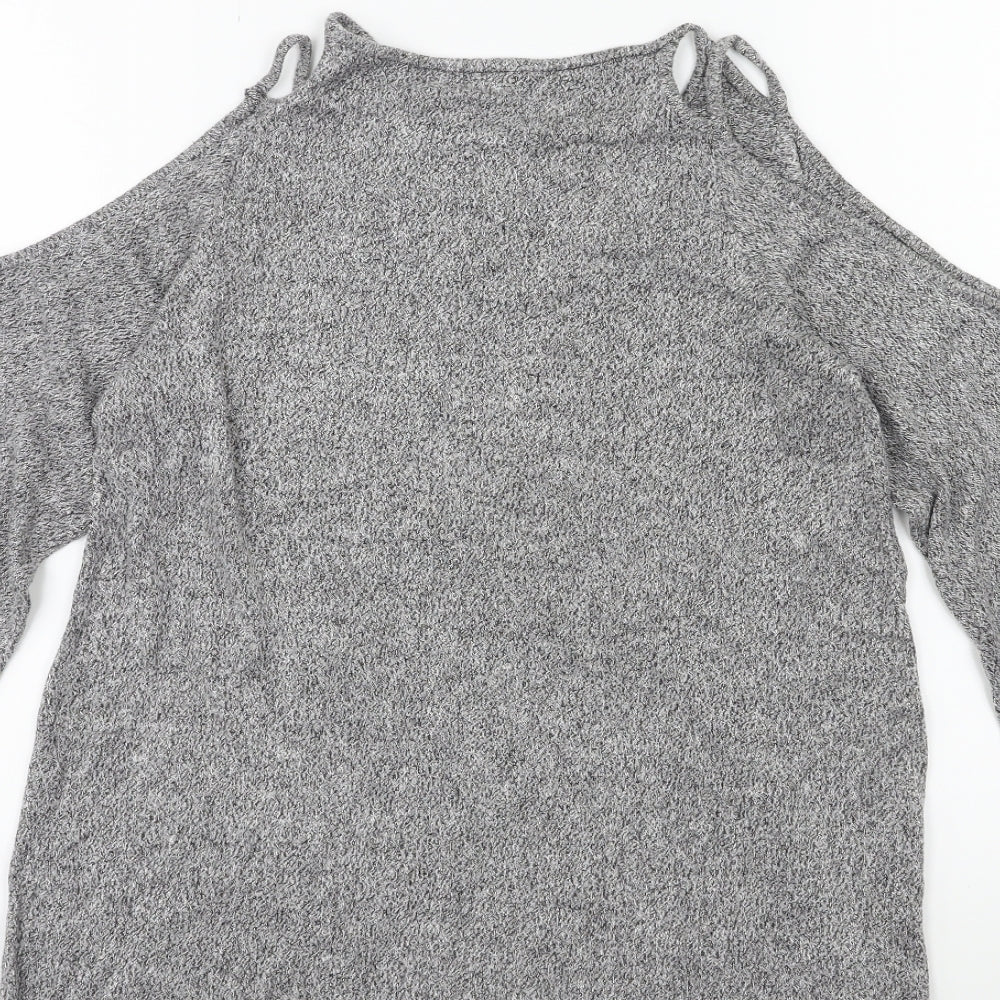 Pull&Bear Womens Grey Pullover Jumper Size S - Open Shoulder