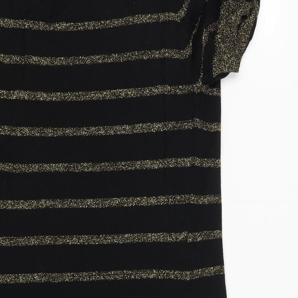 George Womens Black Striped Pullover Jumper Size 12