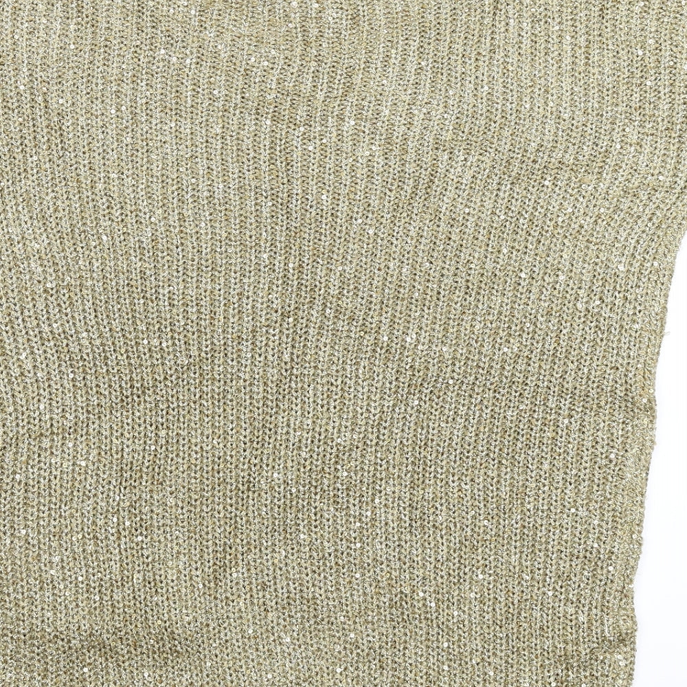 Wallis Womens Gold Knit Pullover Jumper Size S - Oversized