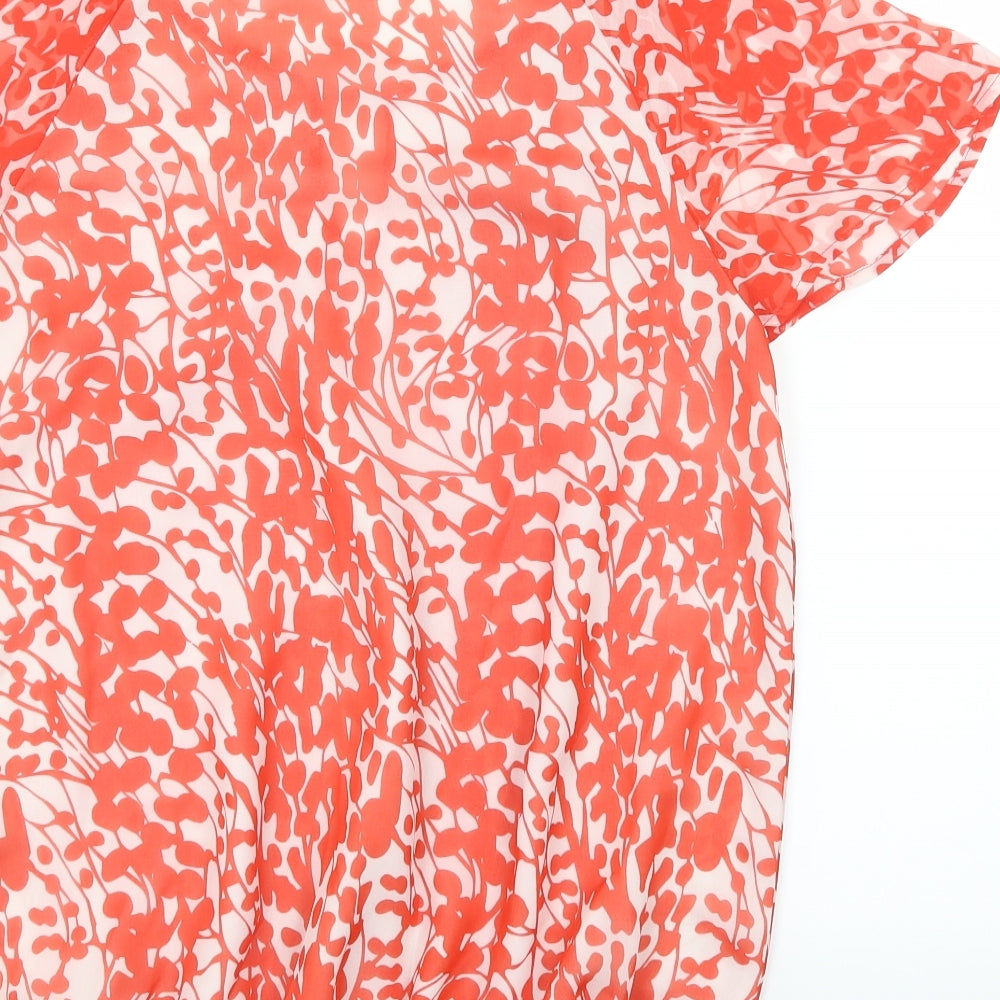 Savior Womens Red Floral Basic Blouse Size 12