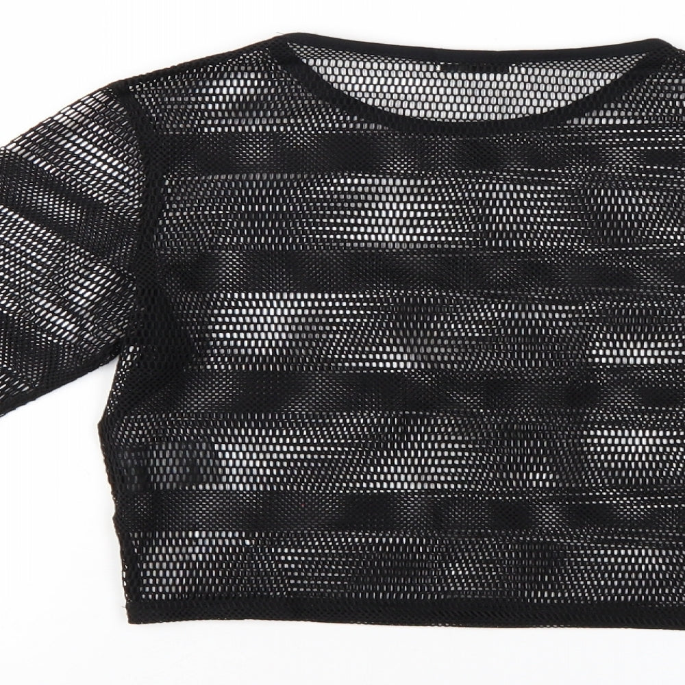 Light Before Dark Womens Black Vest Jumper Size S - see thru
