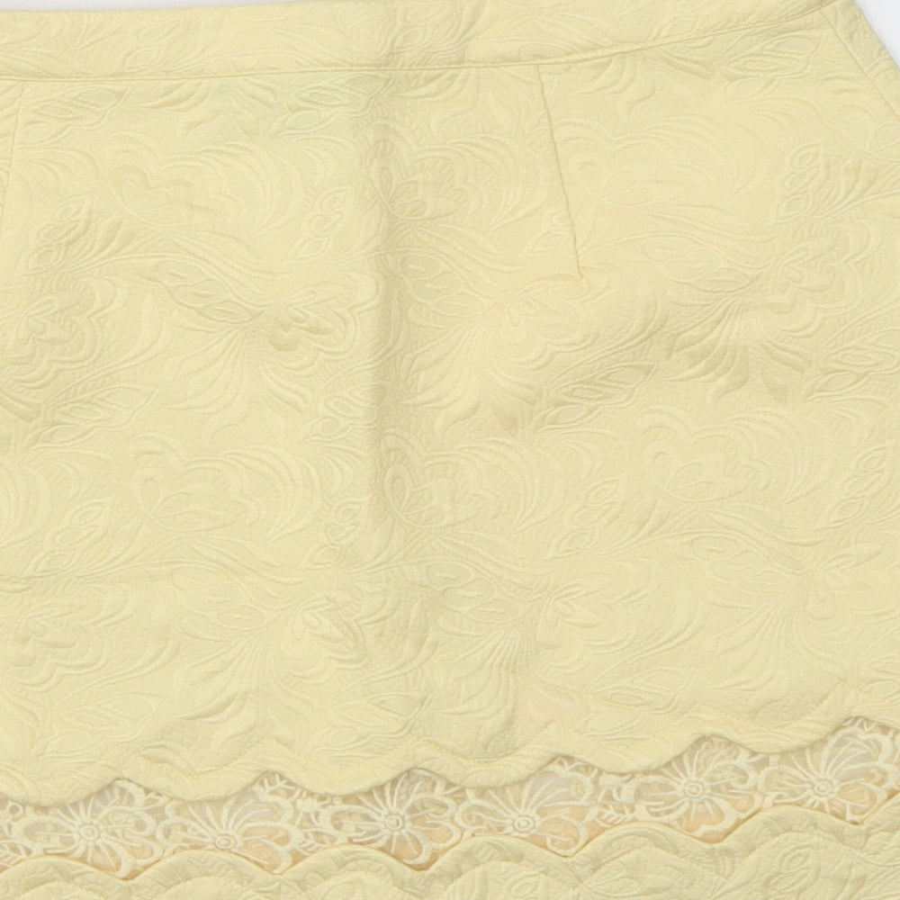 Top Shop Womens Yellow Floral A-Line Skirt Size 10