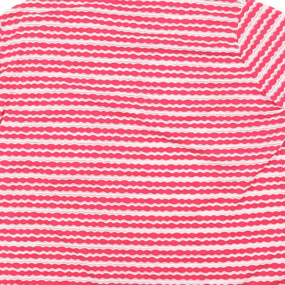 isle Womens Pink Striped Basic T-Shirt Size M