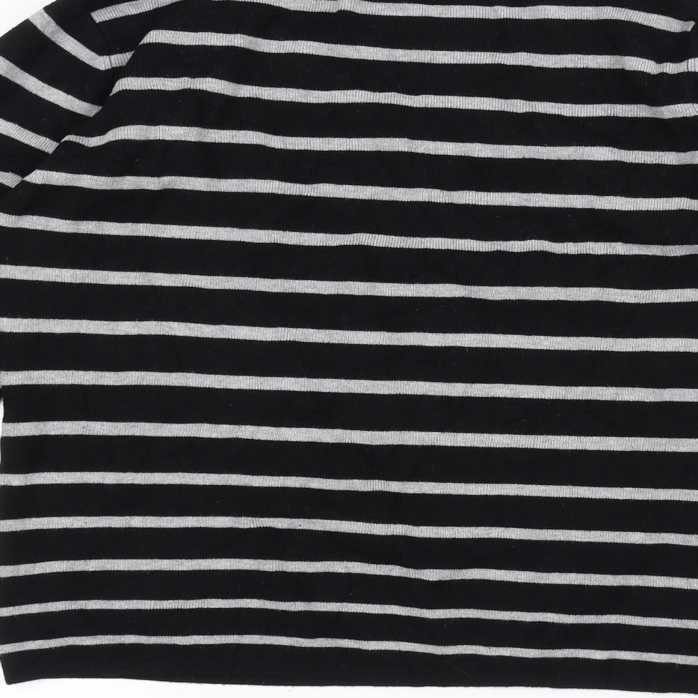 LAURA PETITES Womens Black Striped Pullover Jumper Size L