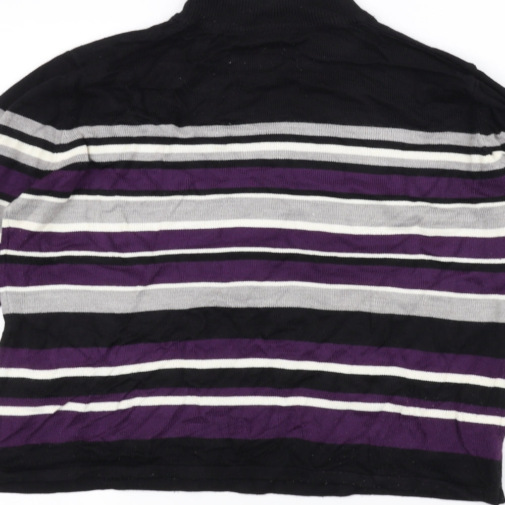 Bonmarché Womens Black Striped Pullover Jumper Size S