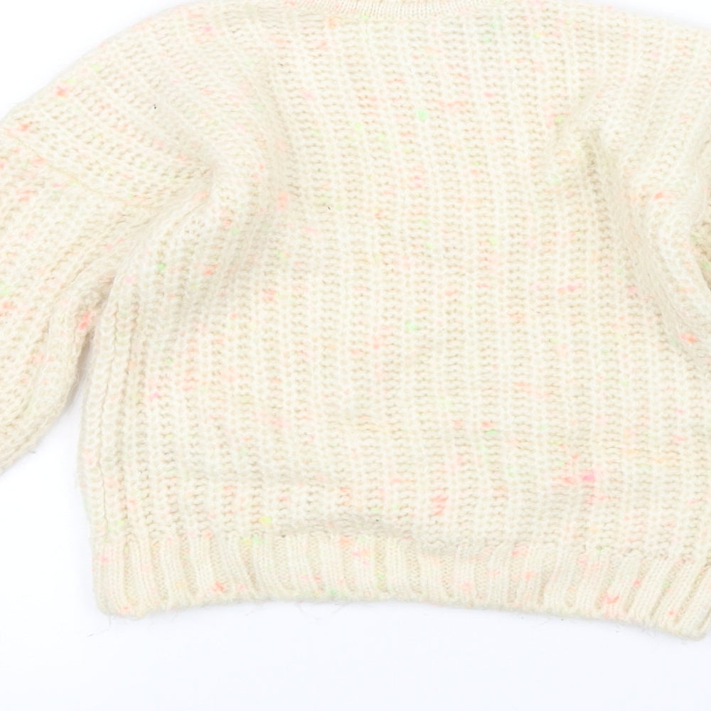 Marks and Spencer Girls White Knit Pullover Jumper Size 6-7 Years