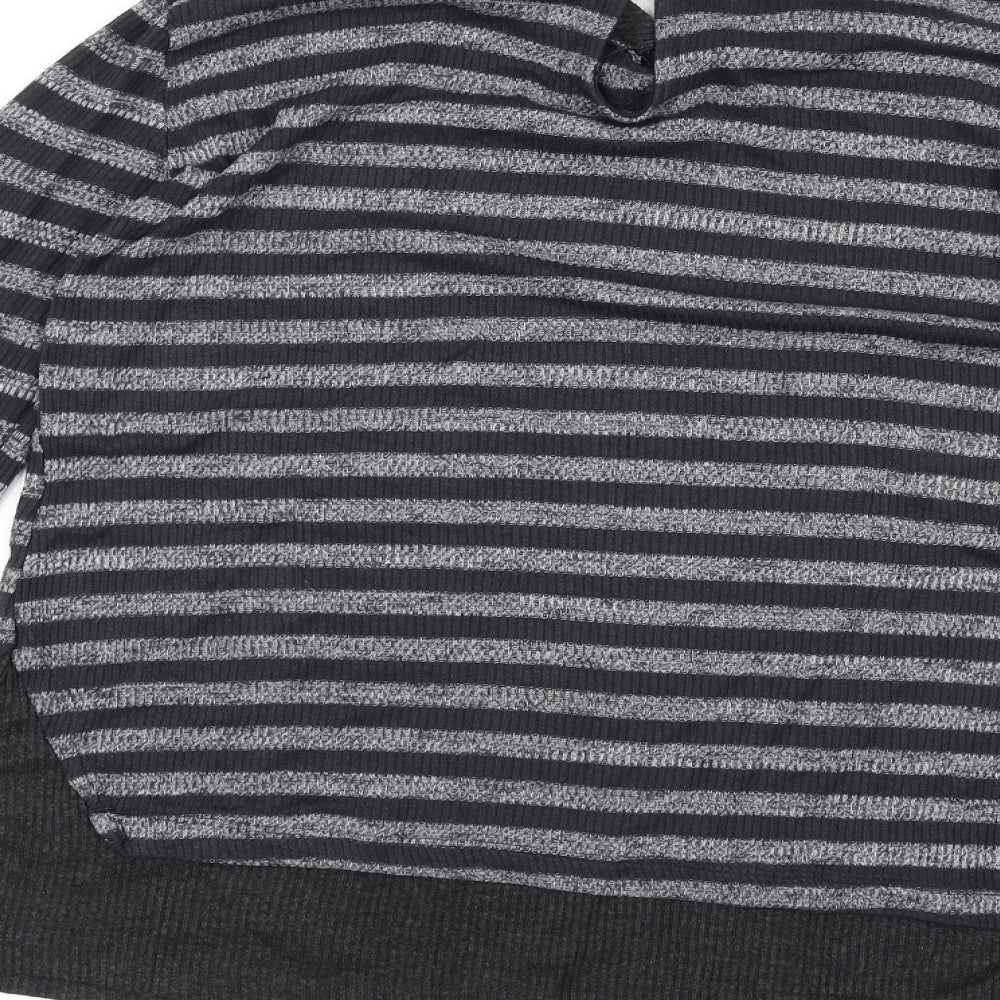 COIN 1804 Womens Black Striped Pullover Jumper Size S