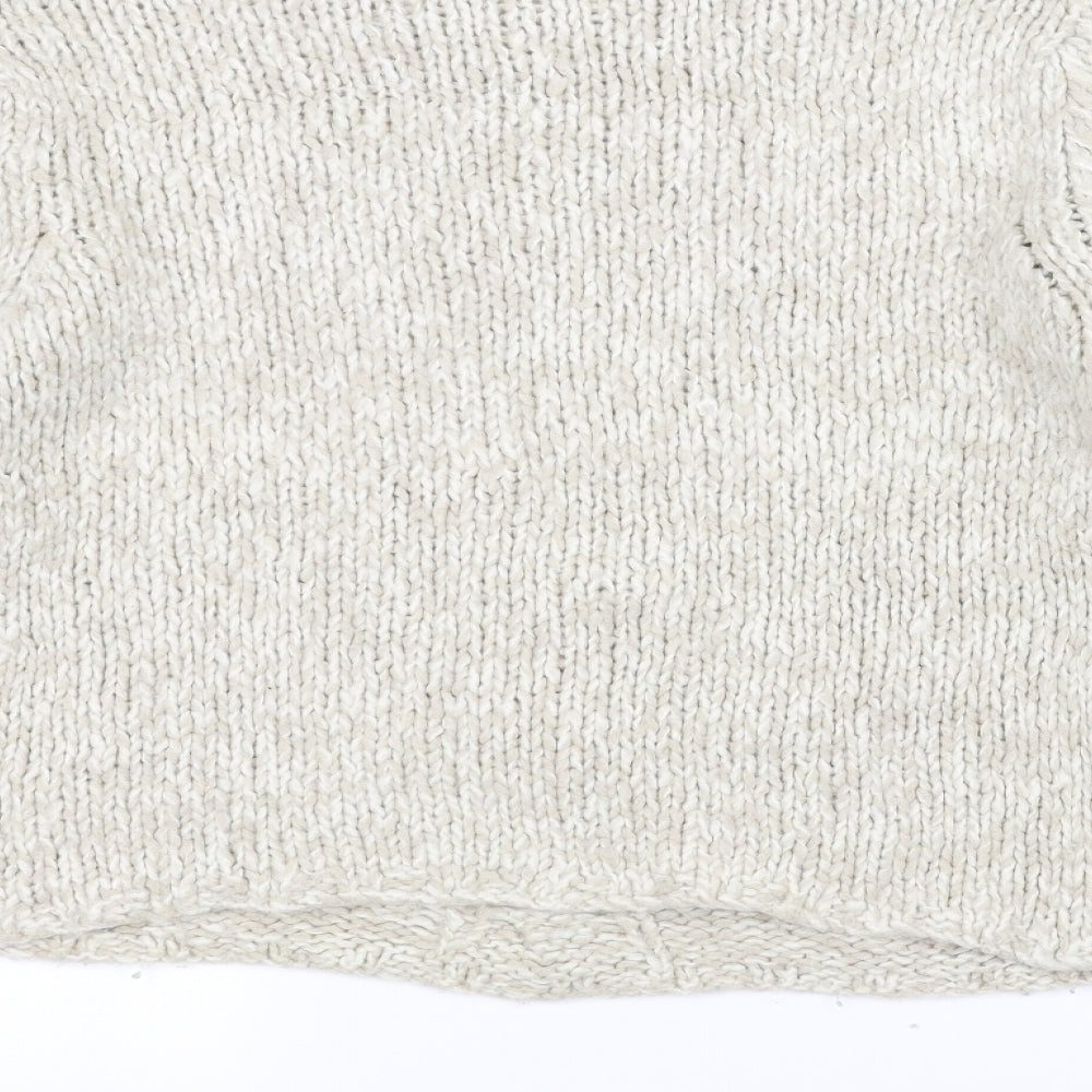 District Womens White Knit Pullover Jumper Size 14