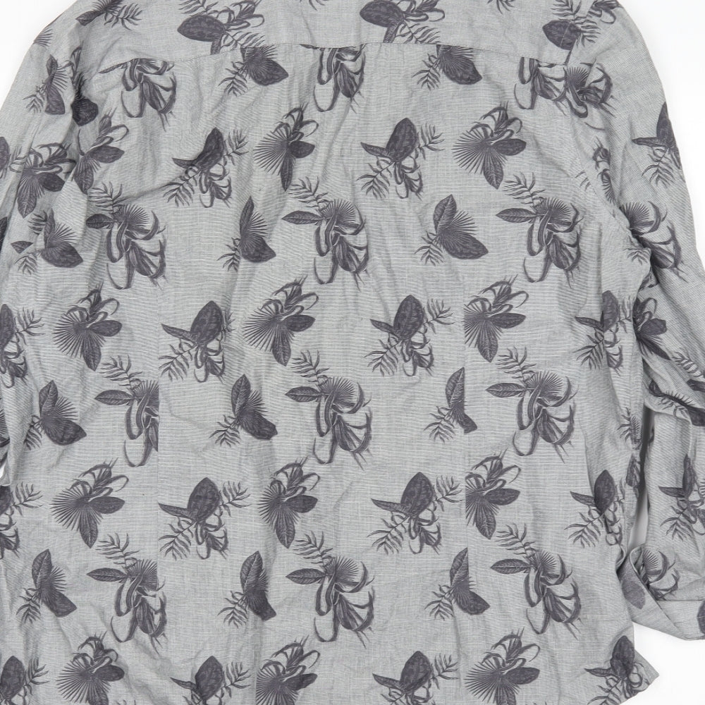 Burton Mens Grey Floral Button-Up Size L