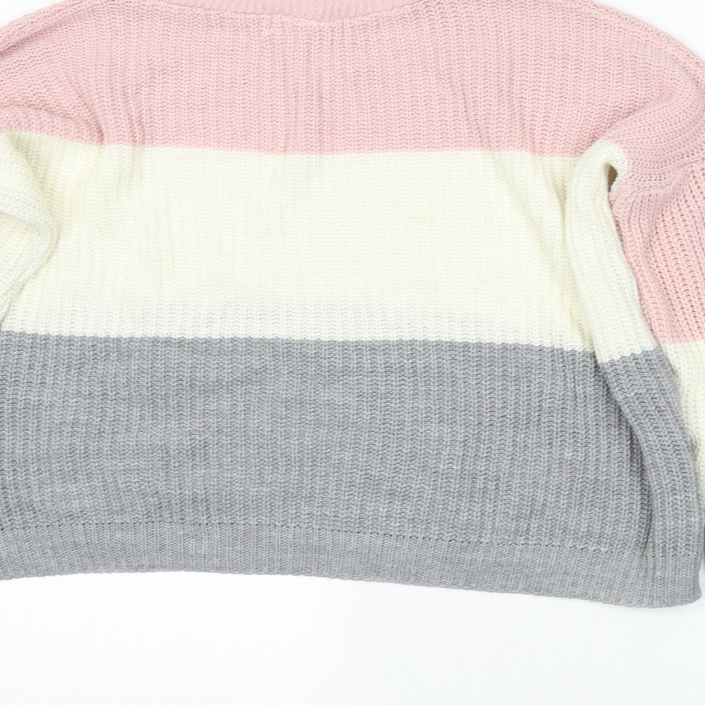 Select Womens Grey Striped Pullover Jumper Size 8