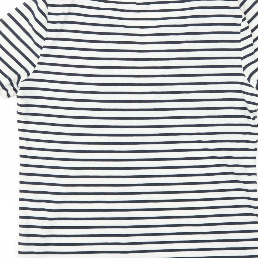 Bonmarché Womens White Striped Basic T-Shirt Size XS