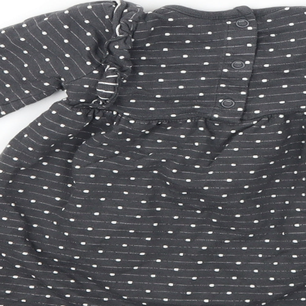 George Girls Grey Polka Dot T-Shirt Dress Size 6-9 Months - zebra