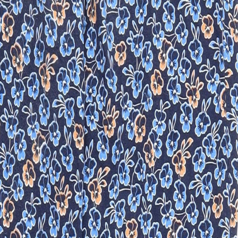next Womens Blue Floral Jogger Trousers Size 6 L25 in - Stretch waistband