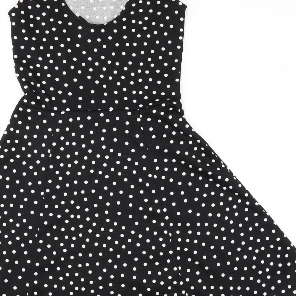 H&M Womens Black Polka Dot Fit & Flare Size 4