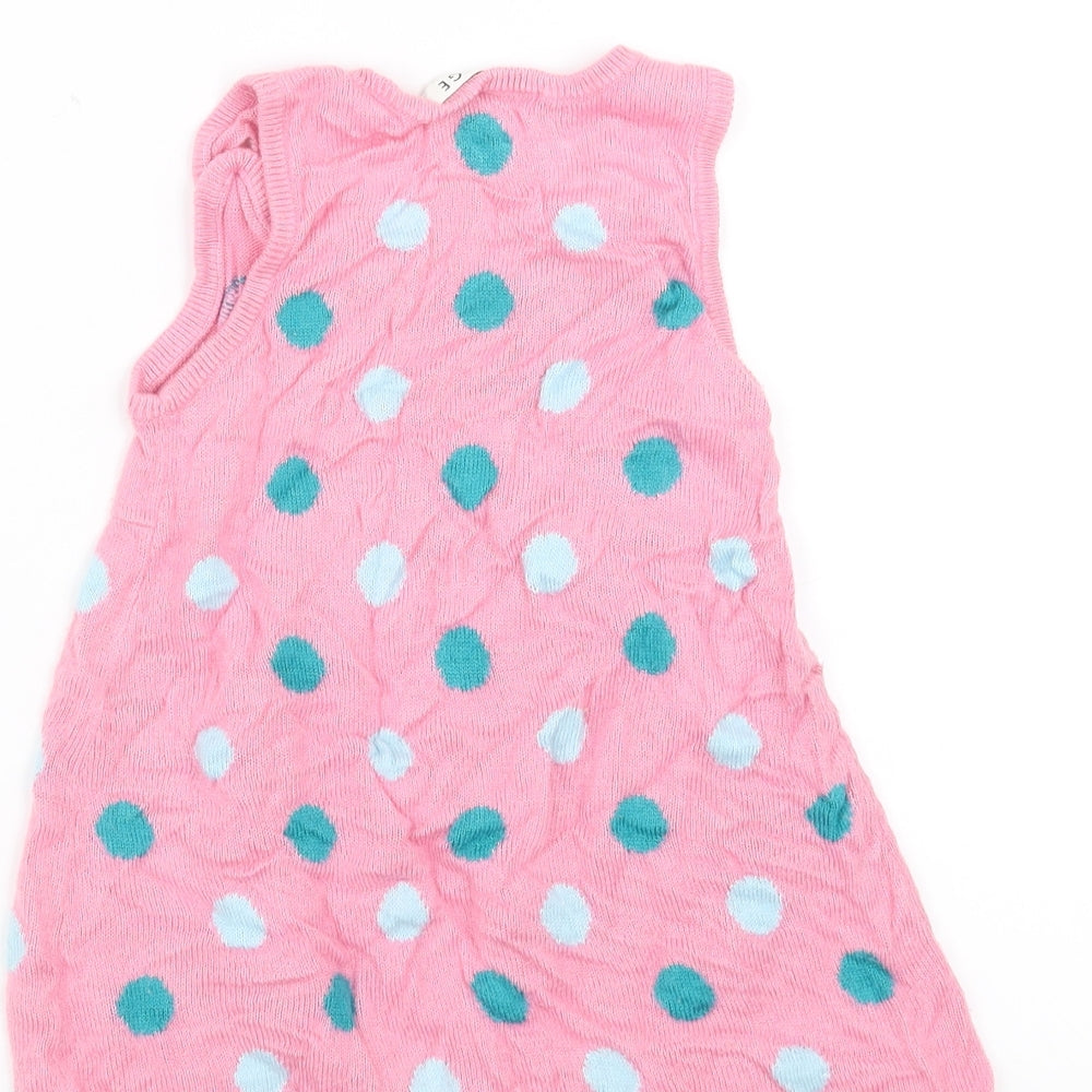 George Girls Pink Polka Dot Knit Jumper Dress Size 18-24 Months