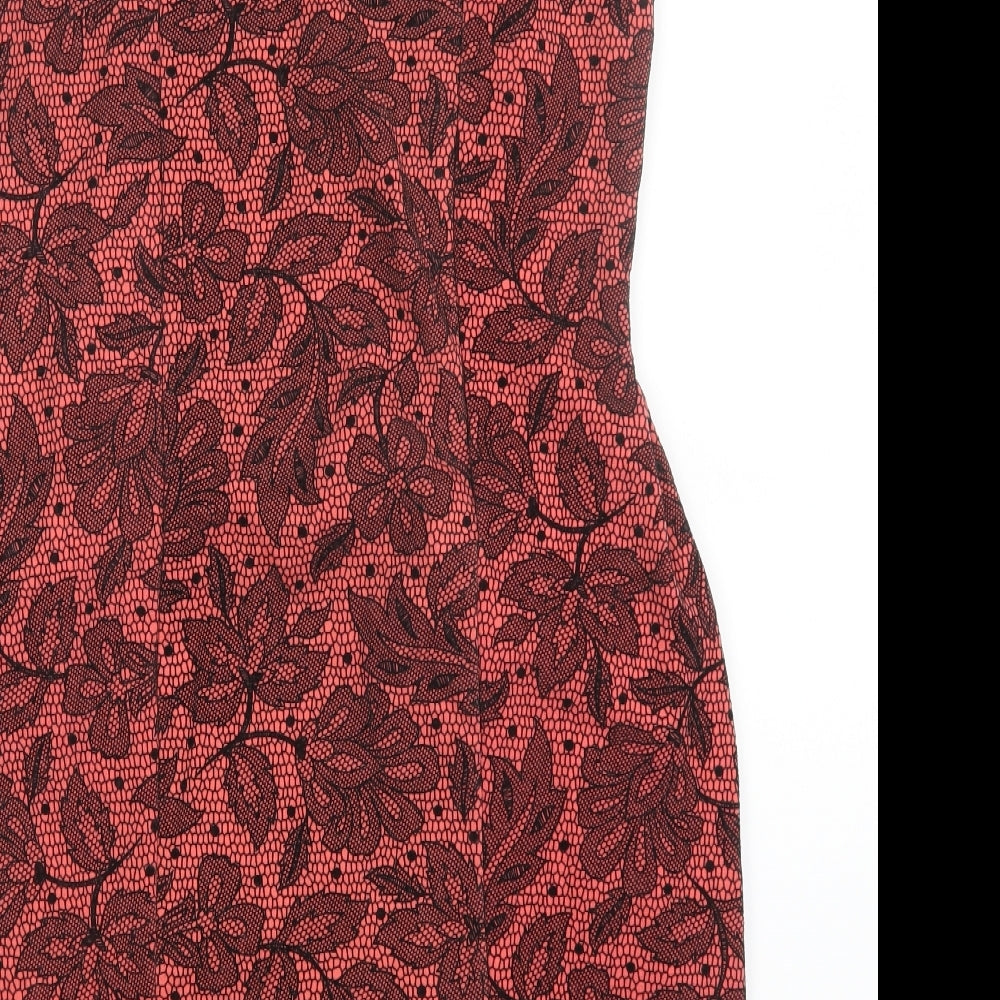 Miss Lush Womens Pink Geometric A-Line Size 14