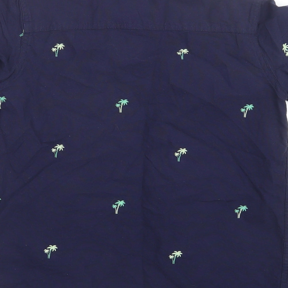 Blue Zoo Boys Blue Geometric Basic Button-Up Size 9 Years - Palm Tree