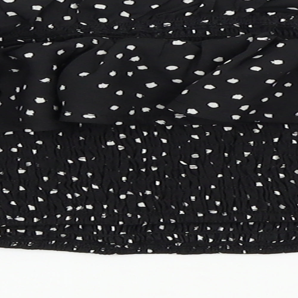 In the Style Womens Black Polka Dot Basic Blouse Size 10 - frill neck line an sleeves