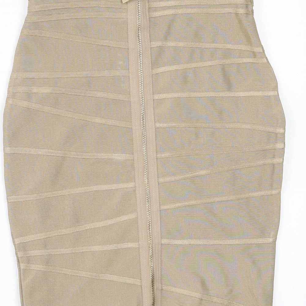 Missguided Womens Gold Mini Skirt Size 6