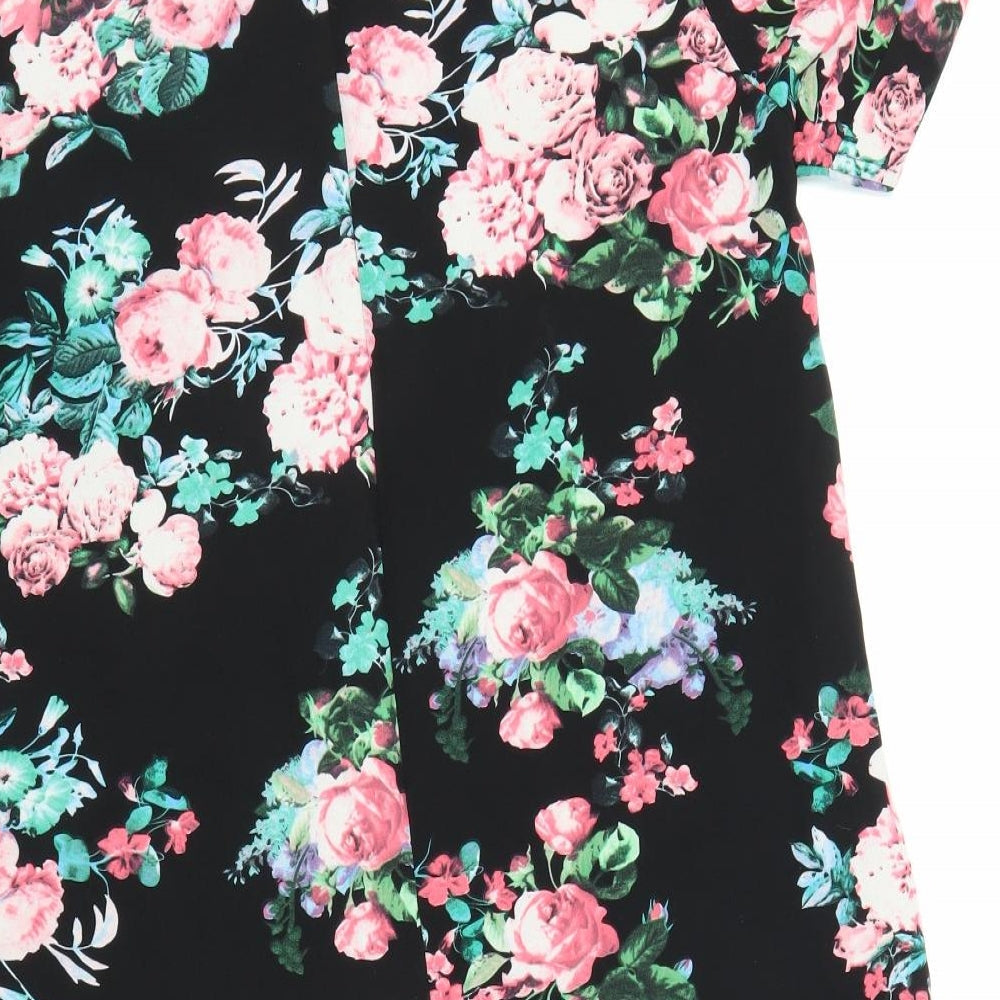 Poppy Lux Womens Black Floral Sheath Size 14